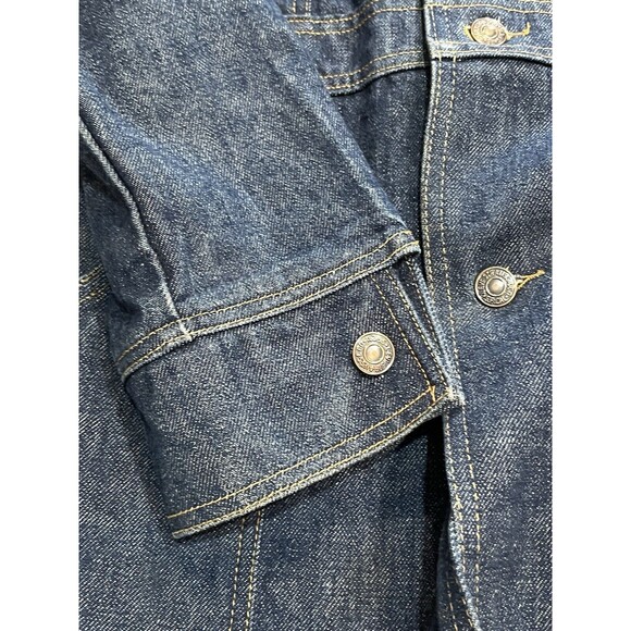 Vintage Levi's Orange Tab Long Split Tail Dark Denim Chore Jacket Men's Size M - Picture 9 of 15